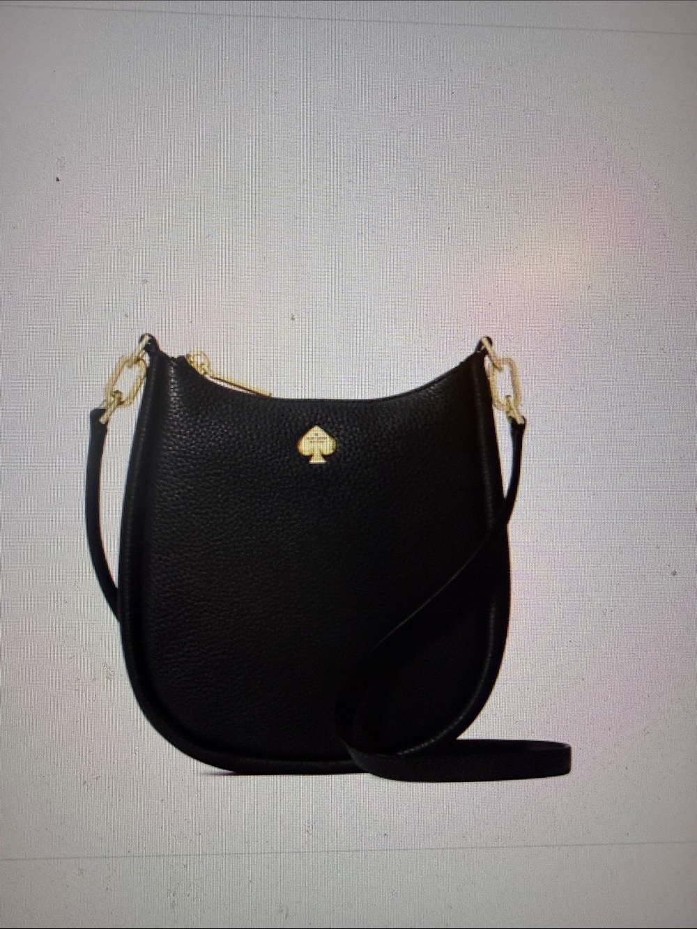kate spade Black Pebbled Leather Hobo Shoulder Bag with Gold Spade Logo - Picture 6 of 6